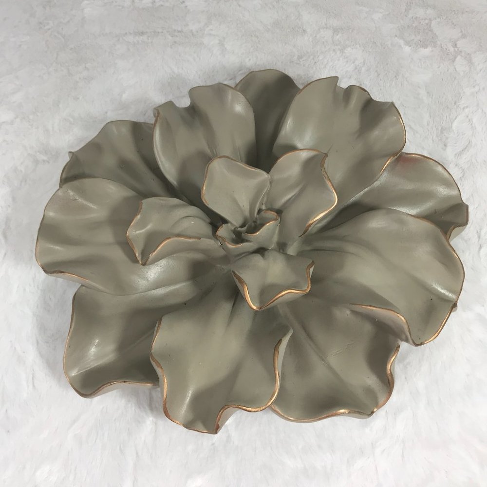 Glam Taupe/Gold Wall Flower Sculpture